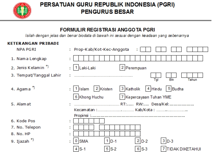 Pendaftaran PGRI Sagulung - Persatuan Guru Republik Indonesia Cabang Sagulung